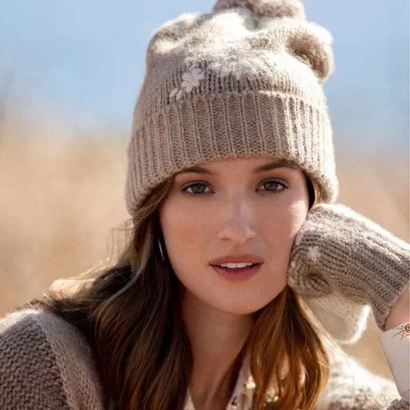 Johnny Was Patchwork Gloves Mittens Floral Embroidery Tan Brown Gray - Picture 3 of 7